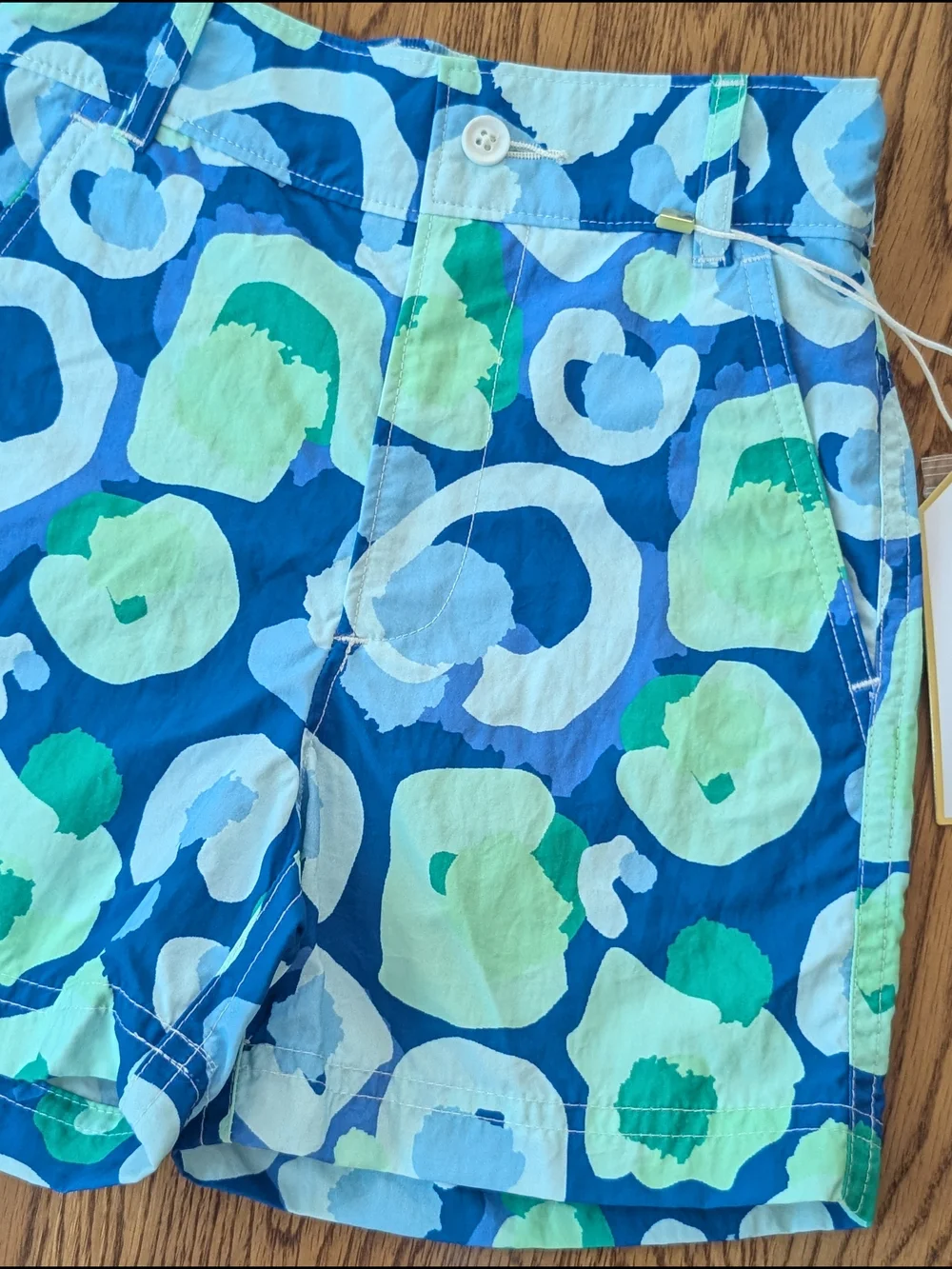 Emily McCarthy Blue Green Sea Glass Cheetah Print Boys Swim Trunks Shorts